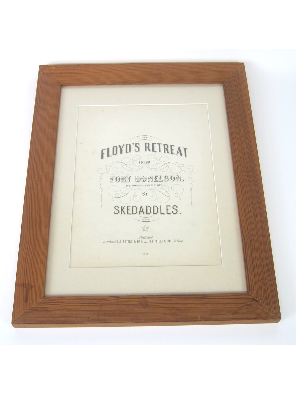 Civil War Sheet Music Floyd's Retreat from Fort Donelson Skedaddles 1866 Framed